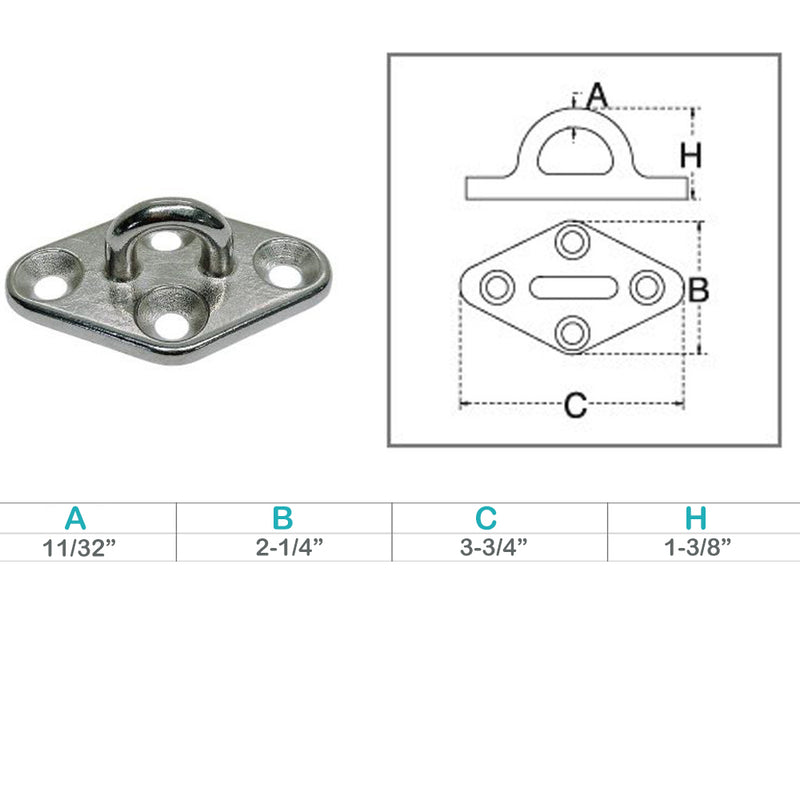 Marine Boat Stainless Steel T304 Diamond Pad Eye Welded Eye Pad Lift Rig