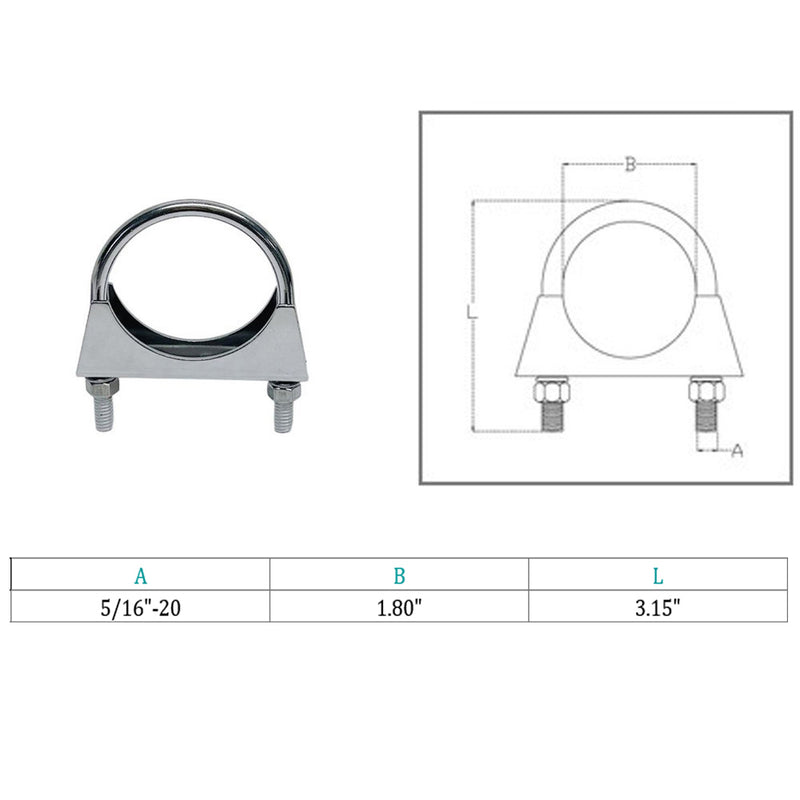 Marine Stainless Steel T316 Round U-Bolt Exhaust Clamp Pipe U Bolt Clamp