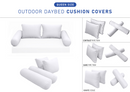 STYLE 1 Pillow & Bolster Cushion for Outdoor Indoor Daybed Porch Swing Bed Queen Size | COVERS ONLY |