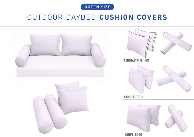 STYLE 1 Pillow & Bolster Cushion for Outdoor Indoor Daybed Porch Swing Bed Queen Size | COVERS ONLY |