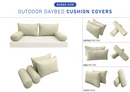 STYLE 2 Pillow & Bolster Cushion for Outdoor Indoor Daybed Porch Swing Bed Queen Size | COVERS ONLY |