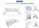 STYLE 3 Pillow & Bolster Cushion for Outdoor Indoor Daybed Porch Swing Bed Queen Size | COVERS ONLY |