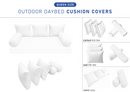 STYLE 3 Pillow & Bolster Cushion for Outdoor Indoor Daybed Porch Swing Bed Queen Size | COVERS ONLY |