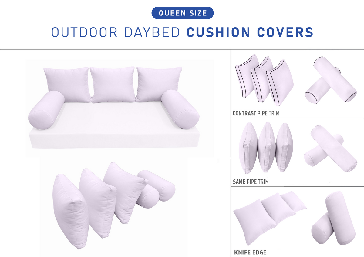 STYLE 3 Pillow & Bolster Cushion for Outdoor Indoor Daybed Porch Swing Bed Queen Size | COVERS ONLY |