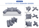 STYLE 4 Pillow & Bolster Cushion for Outdoor Indoor Daybed Porch Swing Bed Queen Size | COVERS ONLY |