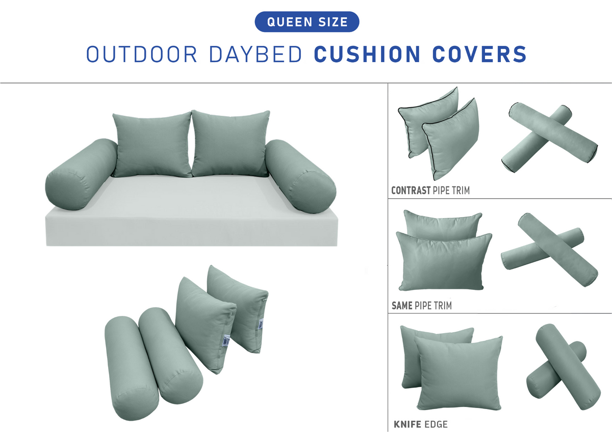 STYLE 4 Pillow & Bolster Cushion for Outdoor Indoor Daybed Porch Swing Bed Queen Size | COVERS ONLY |