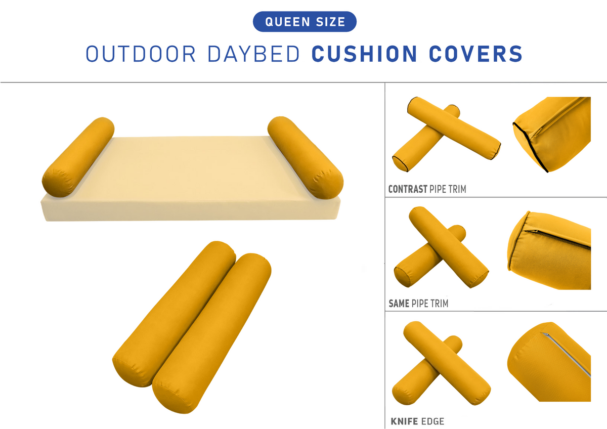 STYLE 5 Bolster Pillow for Outdoor Indoor Daybed Porch Swing Bed Queen Size | COVERS ONLY |