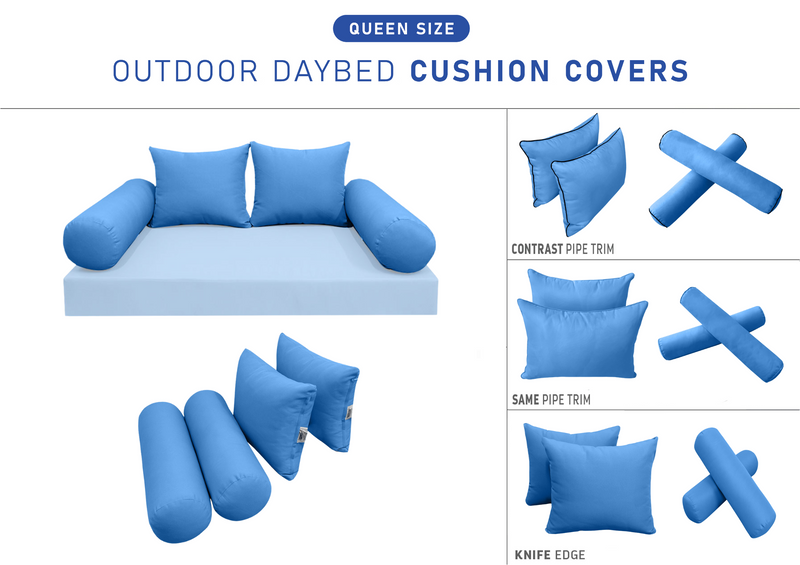 STYLE 4 Pillow & Bolster Cushion for Outdoor Indoor Daybed Porch Swing Bed Queen Size | COVERS ONLY |