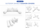 STYLE 4 Pillow & Bolster Cushion for Outdoor Indoor Daybed Porch Swing Bed Queen Size | COVERS ONLY |