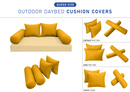 STYLE 4 Pillow & Bolster Cushion for Outdoor Indoor Daybed Porch Swing Bed Queen Size | COVERS ONLY |