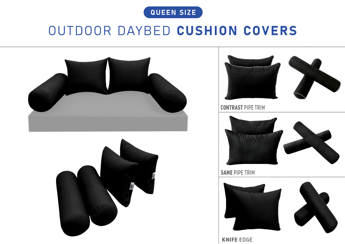 STYLE 4 Pillow & Bolster Cushion for Outdoor Indoor Daybed Porch Swing Bed Queen Size | COVERS ONLY |