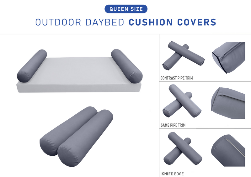 STYLE 5 Bolster Pillow for Outdoor Indoor Daybed Porch Swing Bed Queen Size | COVERS ONLY |