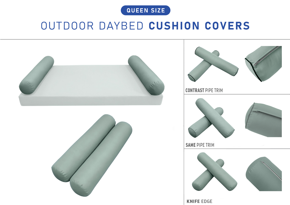 STYLE 5 Bolster Pillow for Outdoor Indoor Daybed Porch Swing Bed Queen Size | COVERS ONLY |