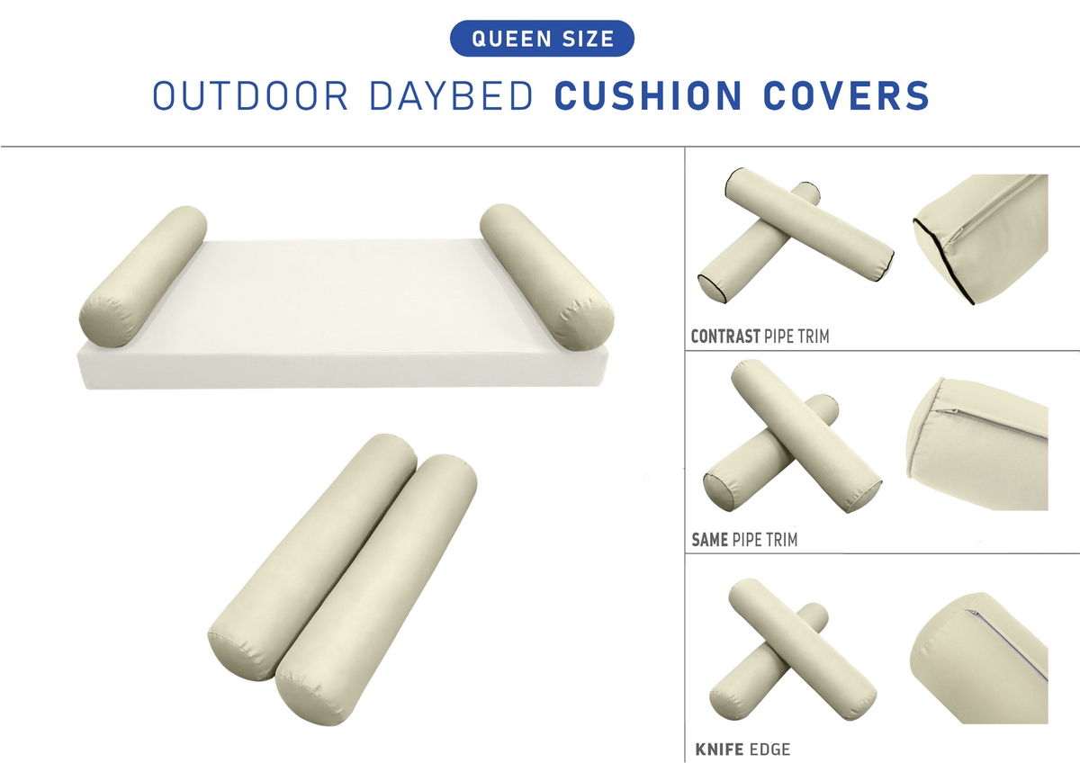 STYLE 5 Bolster Pillow for Outdoor Indoor Daybed Porch Swing Bed Queen Size | COVERS ONLY |