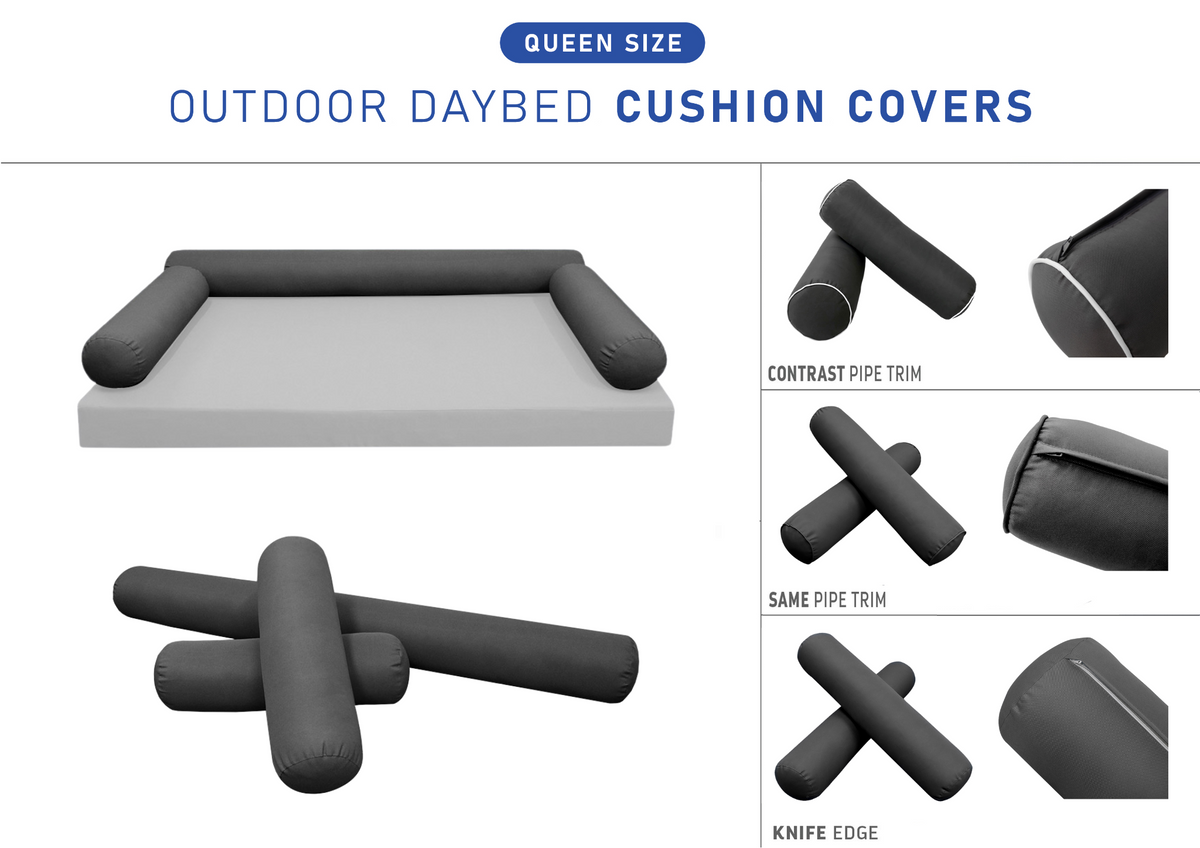 STYLE 6 - Bolster Pillow for Outdoor Indoor Daybed Porch Swing Bed Queen Size | COVERS ONLY |