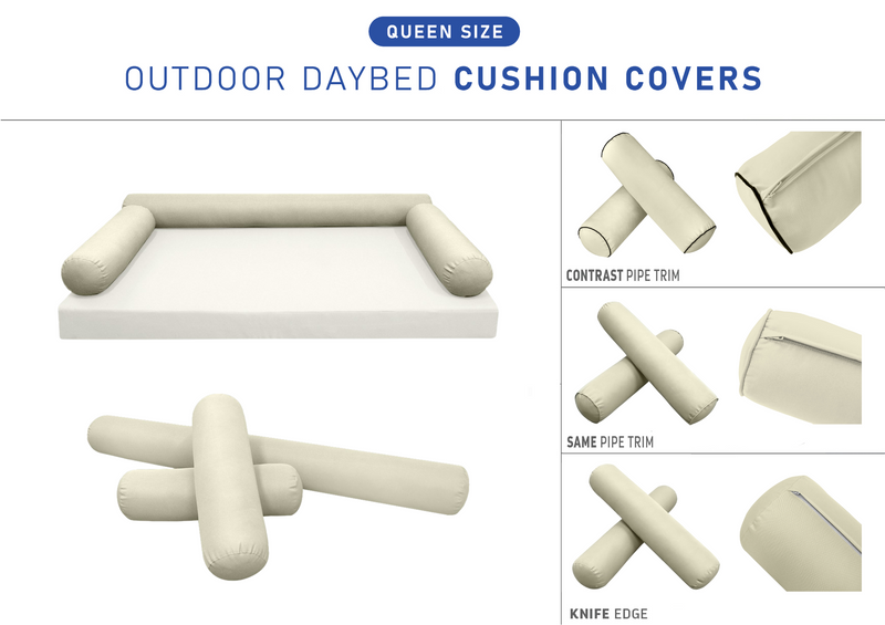 STYLE 6 - Bolster Pillow for Outdoor Indoor Daybed Porch Swing Bed Queen Size | COVERS ONLY |