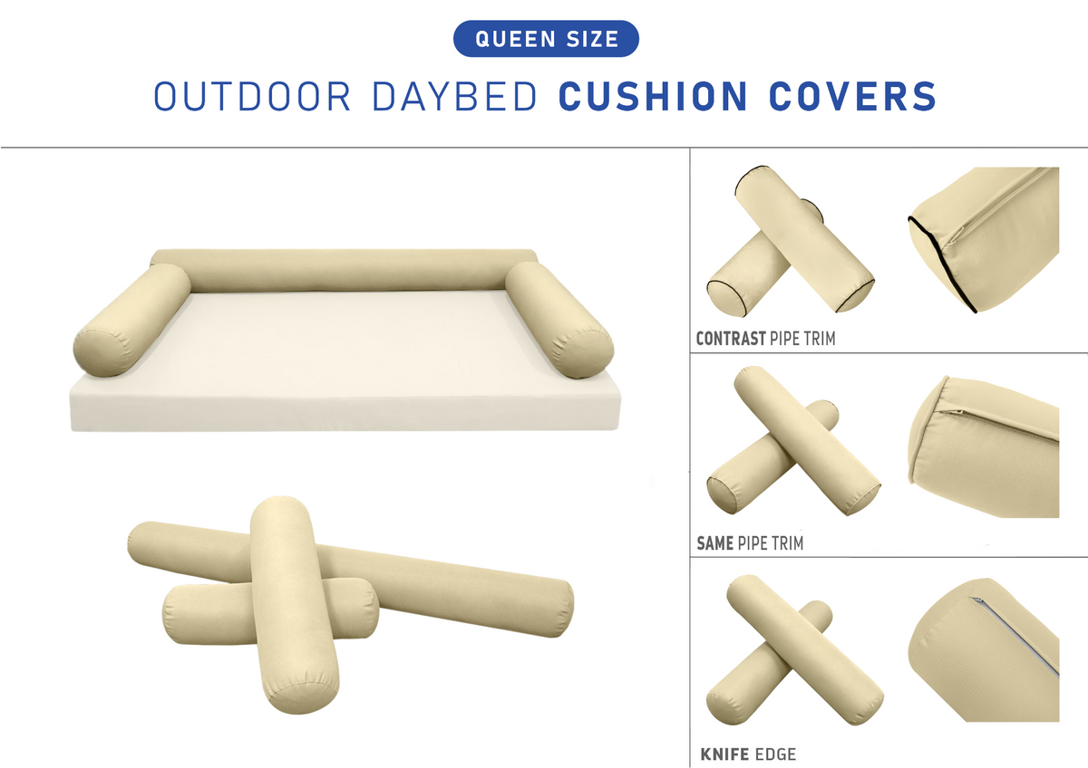 STYLE 6 - Bolster Pillow for Outdoor Indoor Daybed Porch Swing Bed Queen Size | COVERS ONLY |