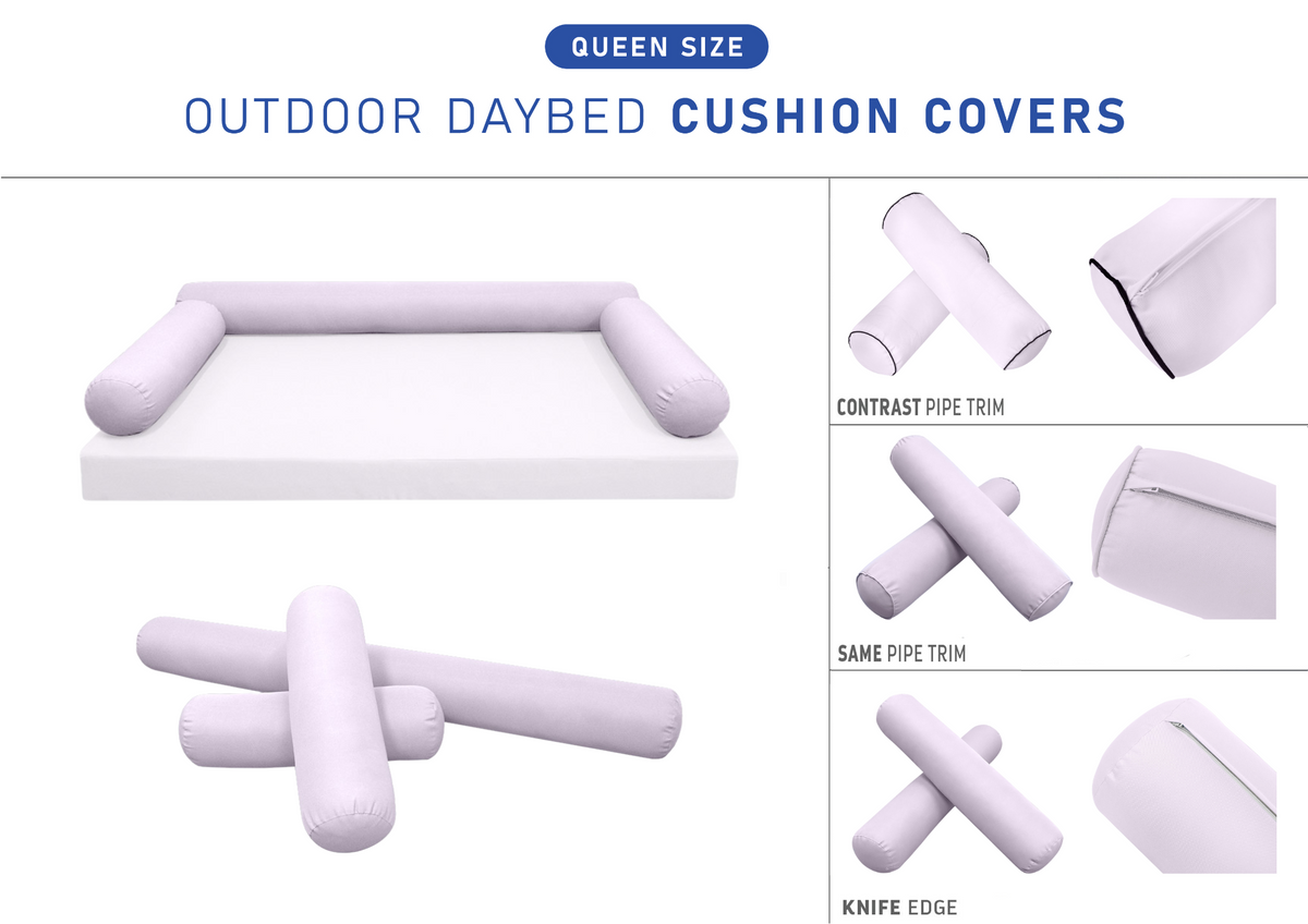 STYLE 6 - Bolster Pillow for Outdoor Indoor Daybed Porch Swing Bed Queen Size | COVERS ONLY |