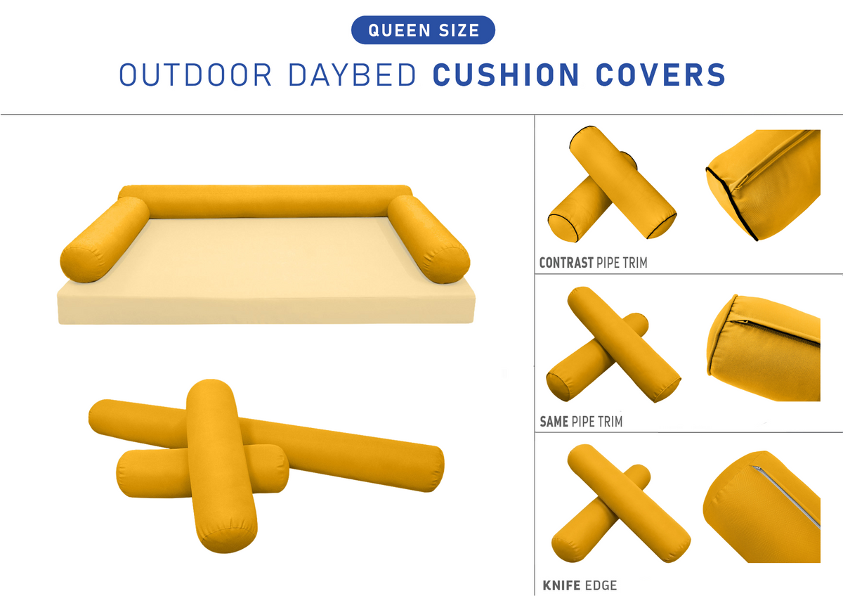 STYLE 6 - Bolster Pillow for Outdoor Indoor Daybed Porch Swing Bed Queen Size | COVERS ONLY |