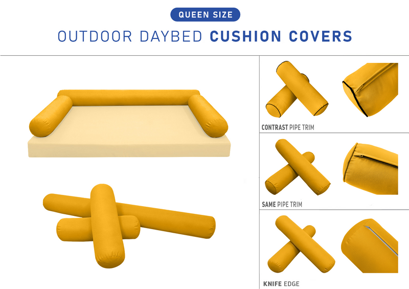 STYLE 6 - Bolster Pillow for Outdoor Indoor Daybed Porch Swing Bed Queen Size | COVERS ONLY |