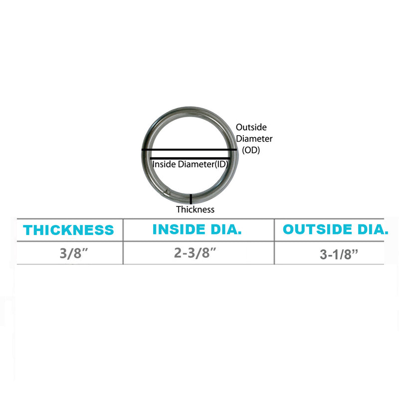 4 Pc Marine Boat Stainless Steel 3/8" Round Ring Link Connect 4,000LB WLL Yacht
