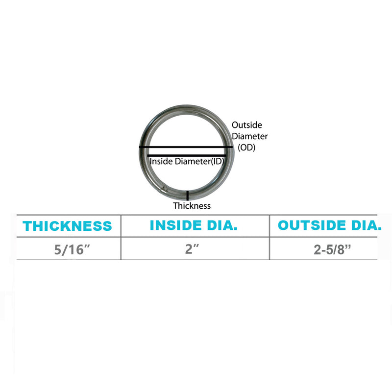 4Pc Marine Boat Stainless Steel 5/16" Round Ring Link Connect 2,400LB WLL Yacht