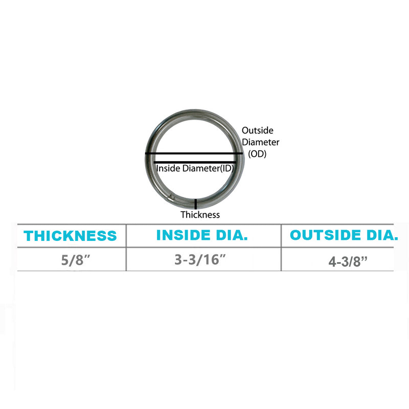 Marine Boat Stainless Steel 5/8" Round Ring Link Connect 12,000LB WLL Yacht