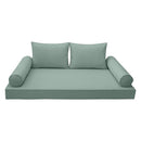 Style 1 Complete Set Twin Size Wood Patio Sofa Daybed + Cushion Inserts + Covers