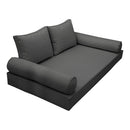 Style 1 Complete Set Twin Size Wood Patio Sofa Daybed + Cushion Inserts + Covers
