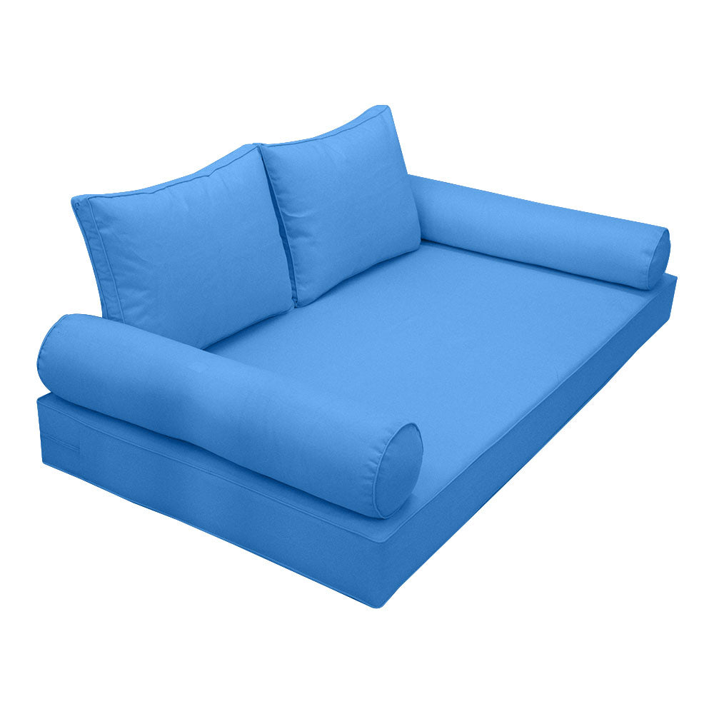 Style1 Complete Set Twin Size Wood Patio Sofa Daybed + Cushion Inserts + Covers
