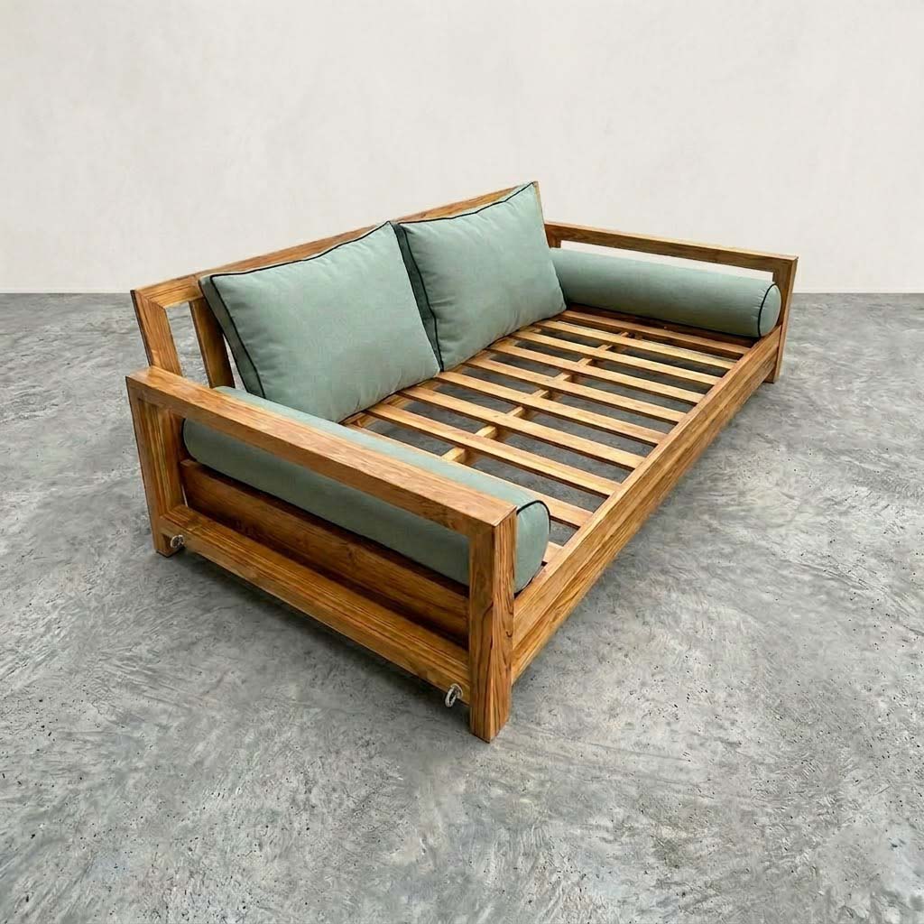 STYLE 1 Pillow & Bolster Cushion for Outdoor Indoor Daybed Porch Swing Bed Twin Size Contrast Trim AD002 | COVERS ONLY |