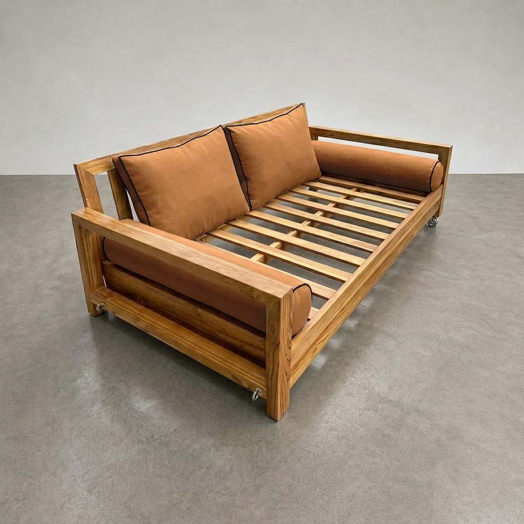 STYLE 1 Pillow & Bolster Cushion for Outdoor Indoor Daybed Porch Swing Bed Full Size Contrast Trim AD104 | COVERS ONLY |