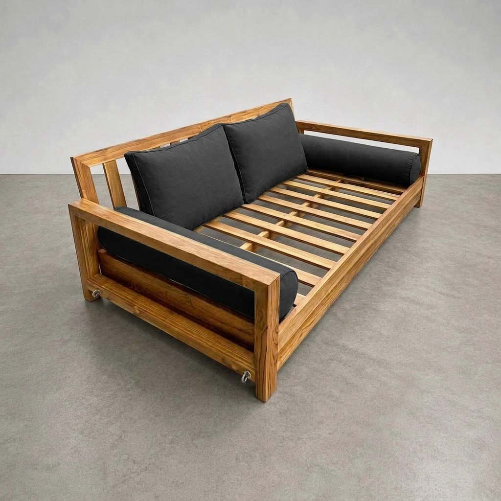 STYLE 1 Pillow & Bolster Cushion for Outdoor Indoor Daybed Porch Swing Bed Queen Size Piped Trim AD003 | COVERS ONLY |