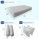 STYLE 1 Twin Size Mattress Foam, Pillow & Bolster Cushion Polyester Fiberfill Inserts for Outdoor Indoor Daybed Porch Swing Bed | INSERT ONLY |