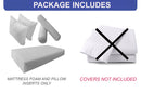 STYLE 2 Queen Size Mattress Foam, Pillow & Bolster Cushion Polyester Fiberfill Inserts for Outdoor Indoor Daybed Porch Swing Bed | INSERT ONLY |