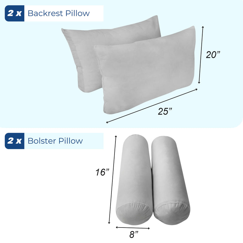 STYLE 2 CRIB SIZE Pillow & Bolster Cushion Polyester Fiberfill Inserts for Outdoor Indoor Daybed Porch Swing Bed | INSERT ONLY |