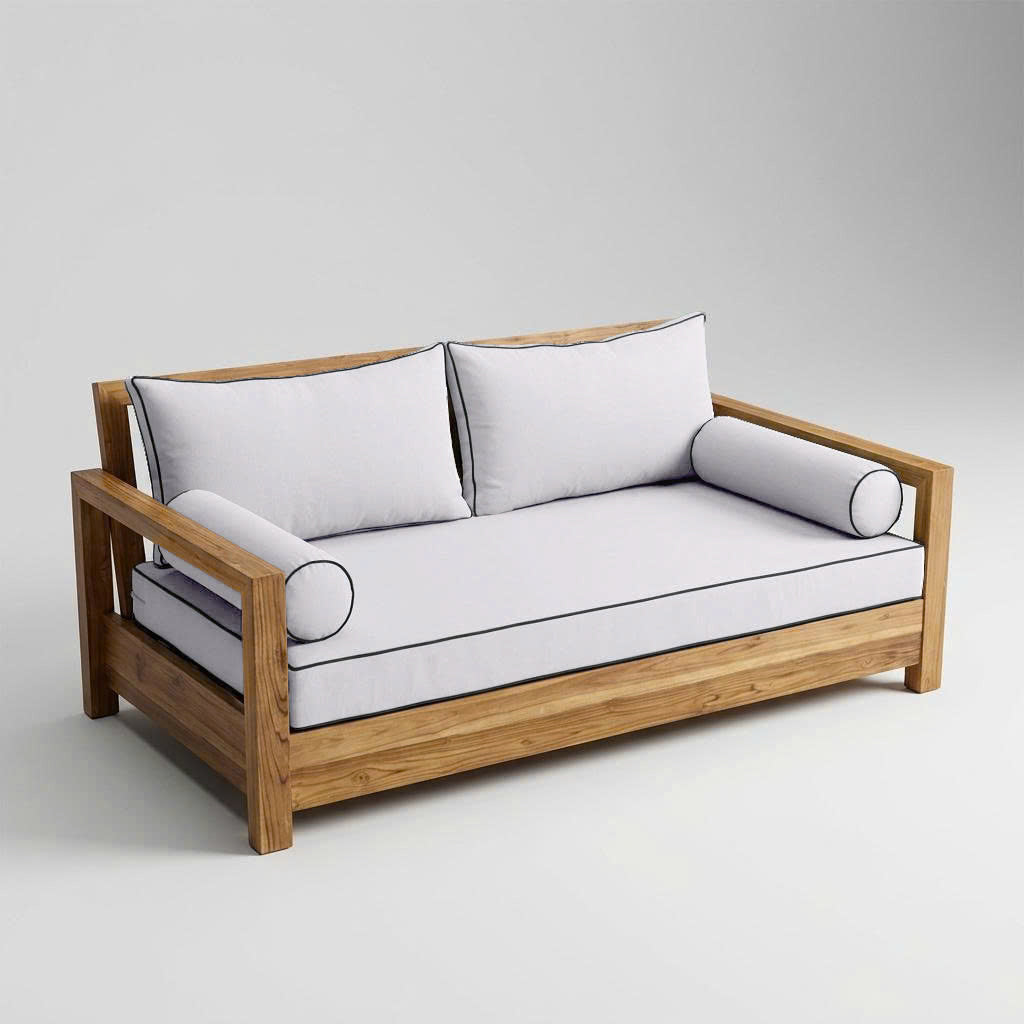 Style2 Crib Size 5PC Contrast Pipe Outdoor Daybed Mattress Cushion Bolster Pillow Slip Cover Complete Set AD105