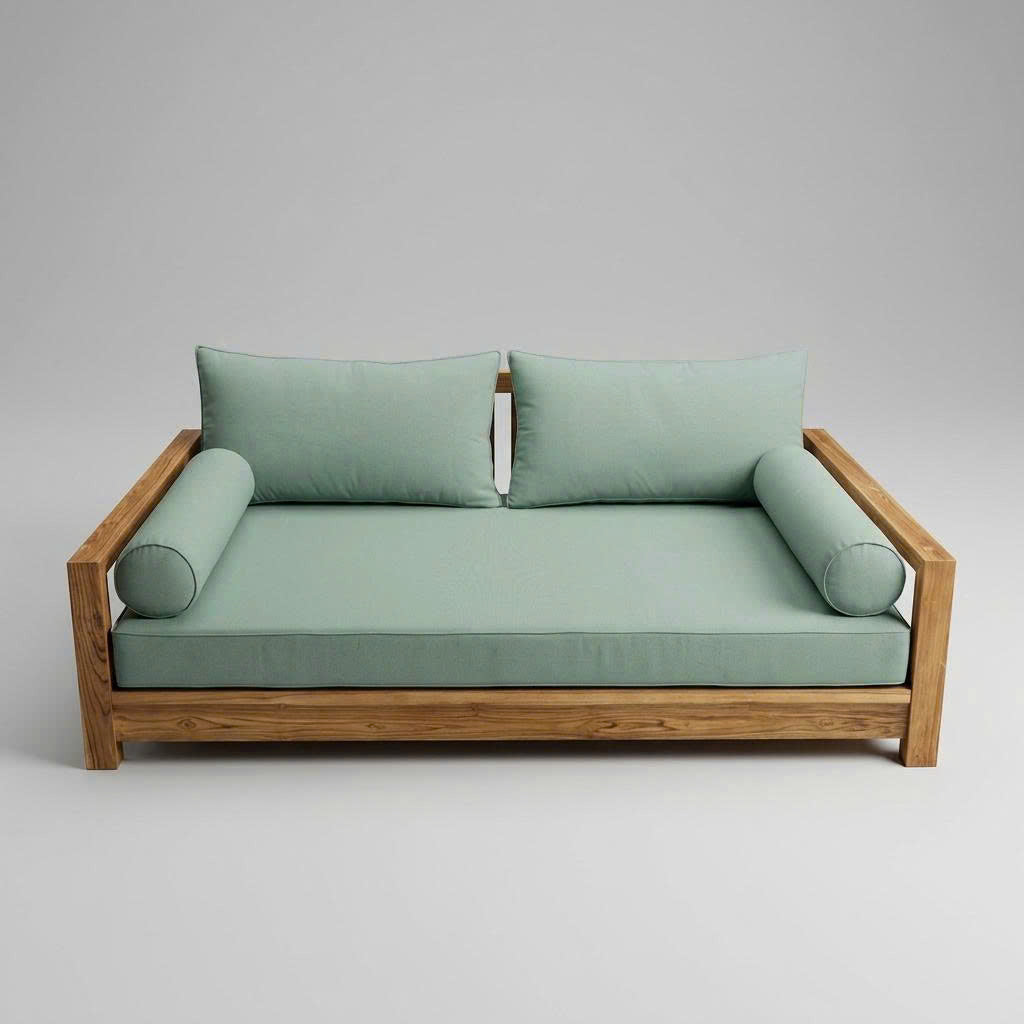 STYLE 2 - Mattress & Pillow Bolster Cushion for Outdoor Indoor Daybed Porch Swing Bed Piped Trim Crib Size AD002 | COVERS ONLY |