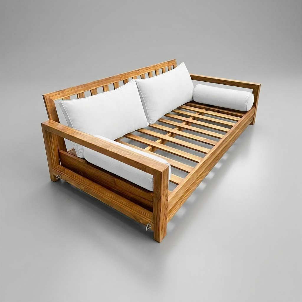 STYLE 2 Pillow & Bolster Cushion for Outdoor Indoor Daybed Porch Swing Bed Queen Size Piped Trim AD106 | COVERS ONLY |