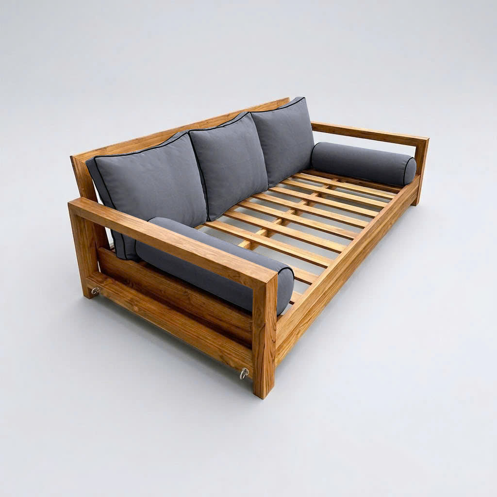 STYLE 3 Pillow & Bolster Cushion for Outdoor Indoor Daybed Porch Swing Bed Queen Size Contrast Trim AD001 | COVERS ONLY |