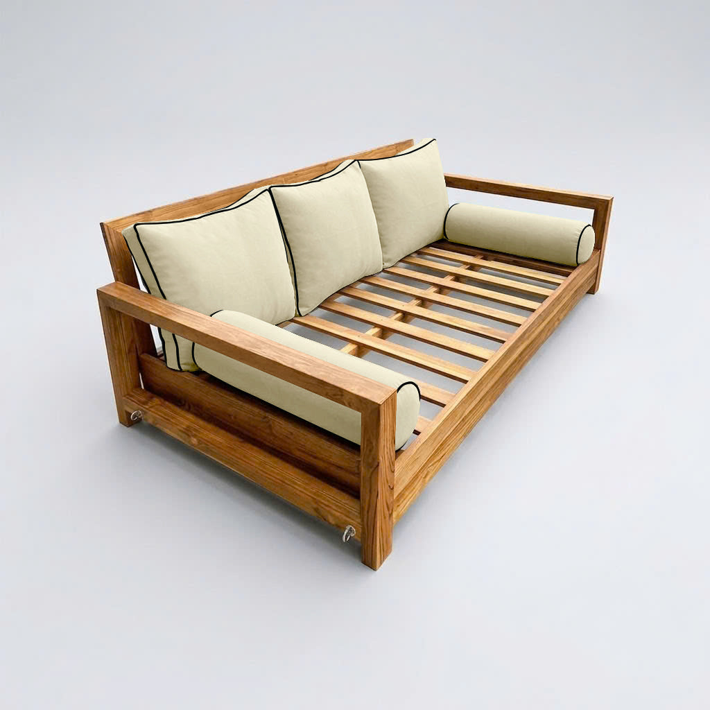 STYLE 3 Pillow & Bolster Cushion for Outdoor Indoor Daybed Porch Swing Bed Full Size Contrast Trim AD005 | COVERS ONLY |