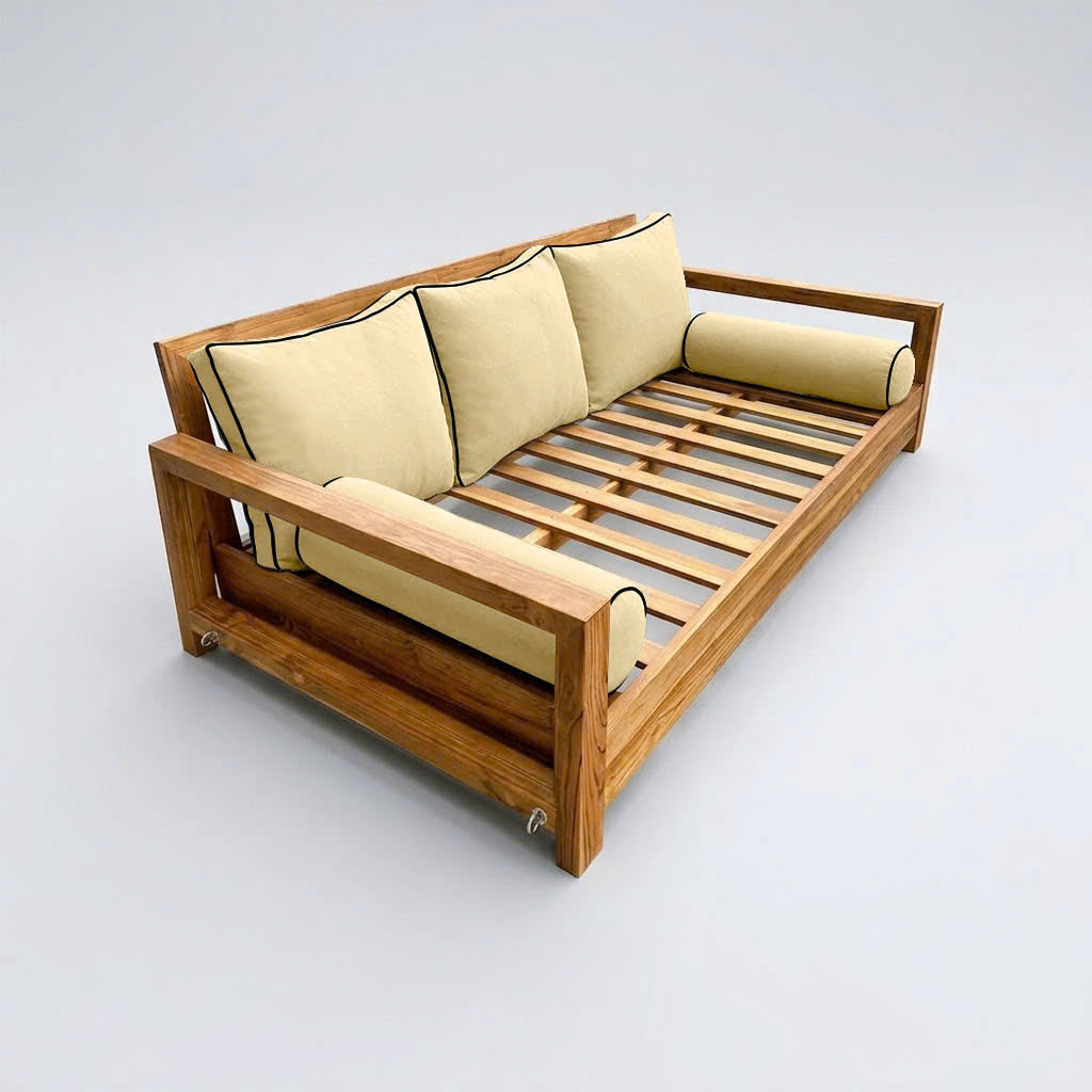STYLE 3 Pillow & Bolster Cushion for Outdoor Indoor Daybed Porch Swing Bed Full Size Contrast Trim AD103 | COVERS ONLY |