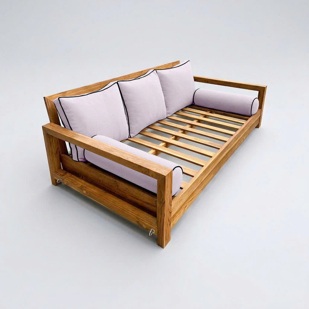 STYLE 3 Pillow & Bolster Cushion for Outdoor Indoor Daybed Porch Swing Bed Twin Size Contrast Trim AD107 | COVERS ONLY |