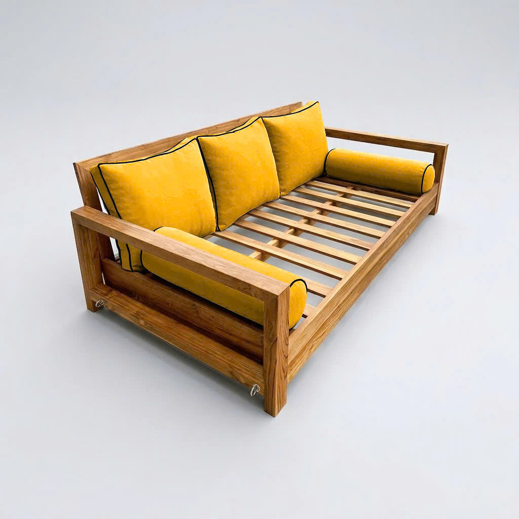 STYLE 3 Pillow & Bolster Cushion for Outdoor Indoor Daybed Porch Swing Bed Full Size Contrast Trim AD108 | COVERS ONLY |