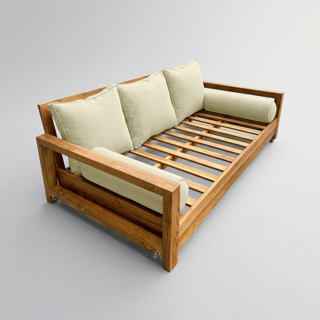 STYLE 3 Pillow & Bolster Cushion for Outdoor Indoor Daybed Porch Swing Bed Twin Size Piped Trim AD005 | COVERS ONLY |