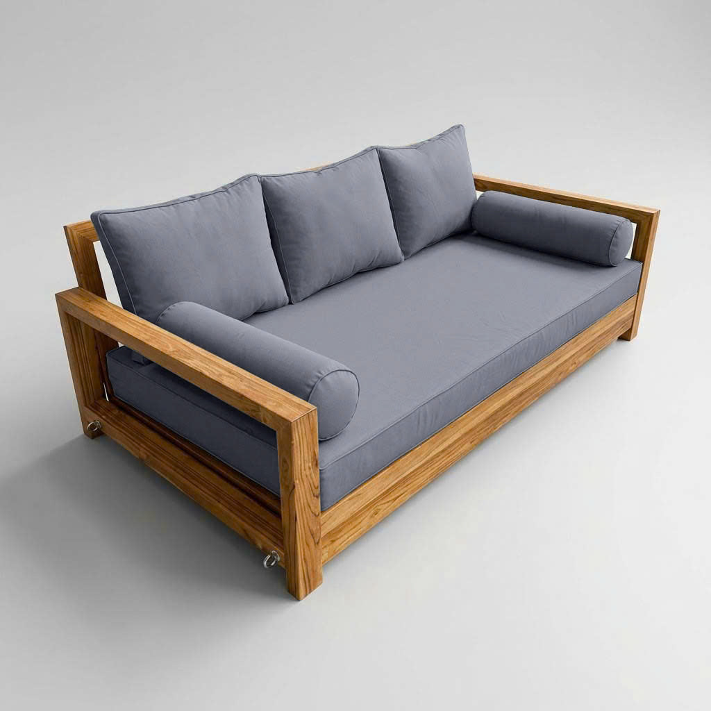 STYLE 3 - Mattress & Pillow Bolster Cushion for Outdoor Indoor Daybed Porch Swing Bed Piped Trim Crib Size AD001 | COVERS ONLY |
