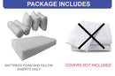 STYLE 3 Queen Size Mattress Foam, Pillow & Bolster Cushion Polyester Fiberfill Inserts for Outdoor Indoor Daybed Porch Swing Bed | INSERT ONLY |