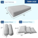 STYLE 3 Mattress Foam, Pillow & Bolster Cushion Polyester Fiberfill Inserts for Outdoor Indoor Daybed Porch Swing Bed | INSERT ONLY |