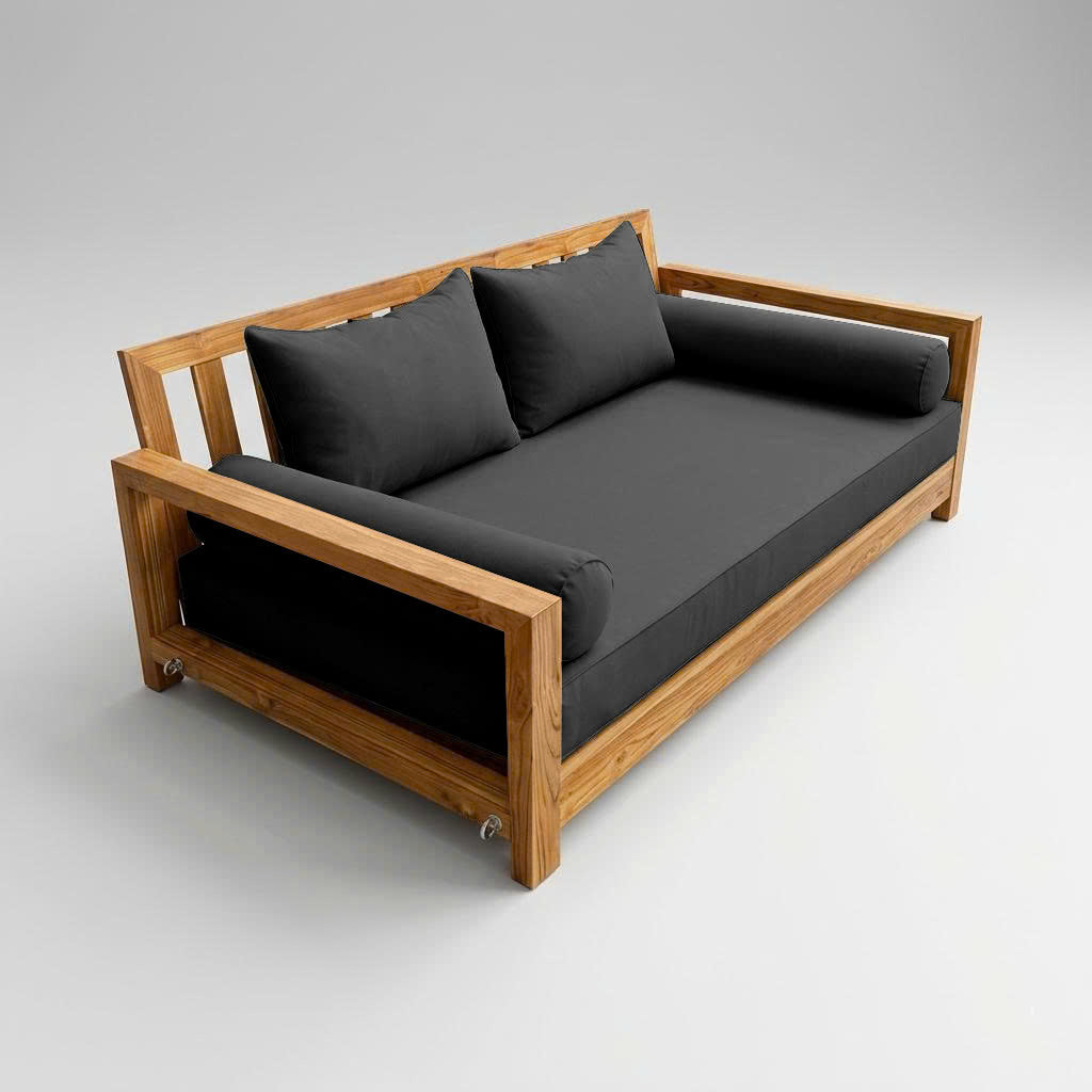 STYLE 4 - Mattress & Pillow Bolster Cushion for Outdoor Indoor Daybed Porch Swing Bed Piped Trim Full Size AD003 | COVERS ONLY |