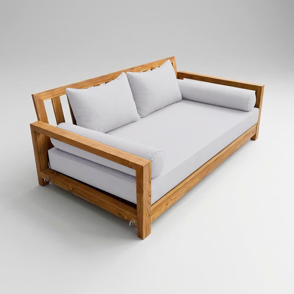 STYLE 4 - Mattress & Pillow Bolster Cushion for Outdoor Indoor Daybed Porch Swing Bed Piped Trim Queen Size AD105 | COVERS ONLY |
